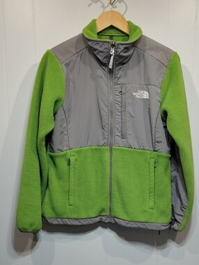 Vintage The North Face Denali Fleece Jacket Lime Green Grey Womens Medium